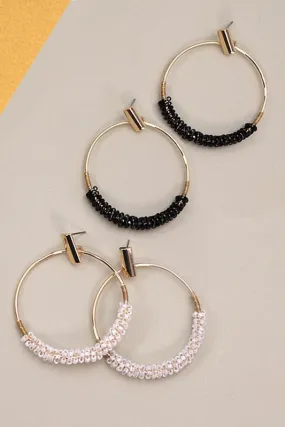Glass Bead Circle Drop Earrings