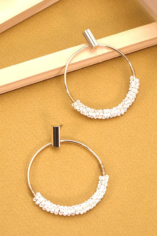 Glass Bead Circle Drop Earrings