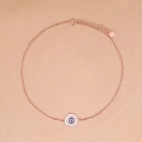 Gleaming Evil Eye (Single) Anklet (Pure Silver)