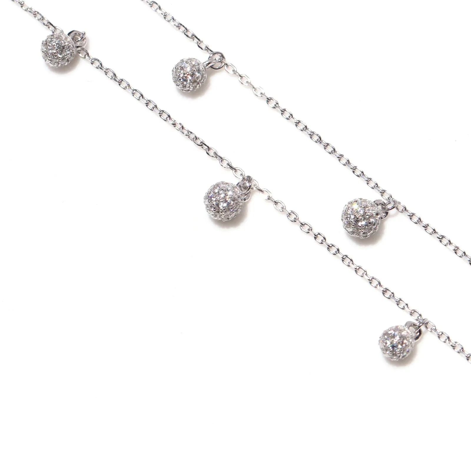 Gleaming Spherical Drop CZ Anklet