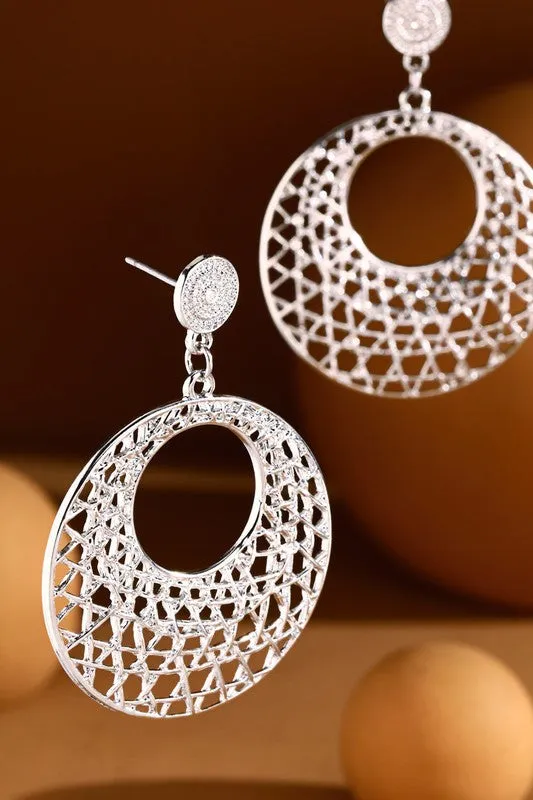 Gold and Silver Abstract Circular Filigree Earrings