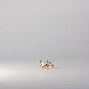 Gold Heart & Rose Initial "L" Ring