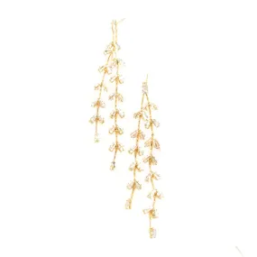 Graceful Willow Zircon and Gold Dangle Earrings