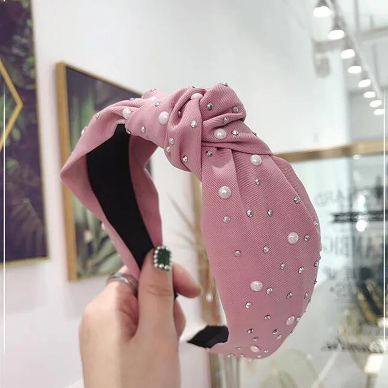 Handmade Gleaming Rhinestone Pearls Hairband