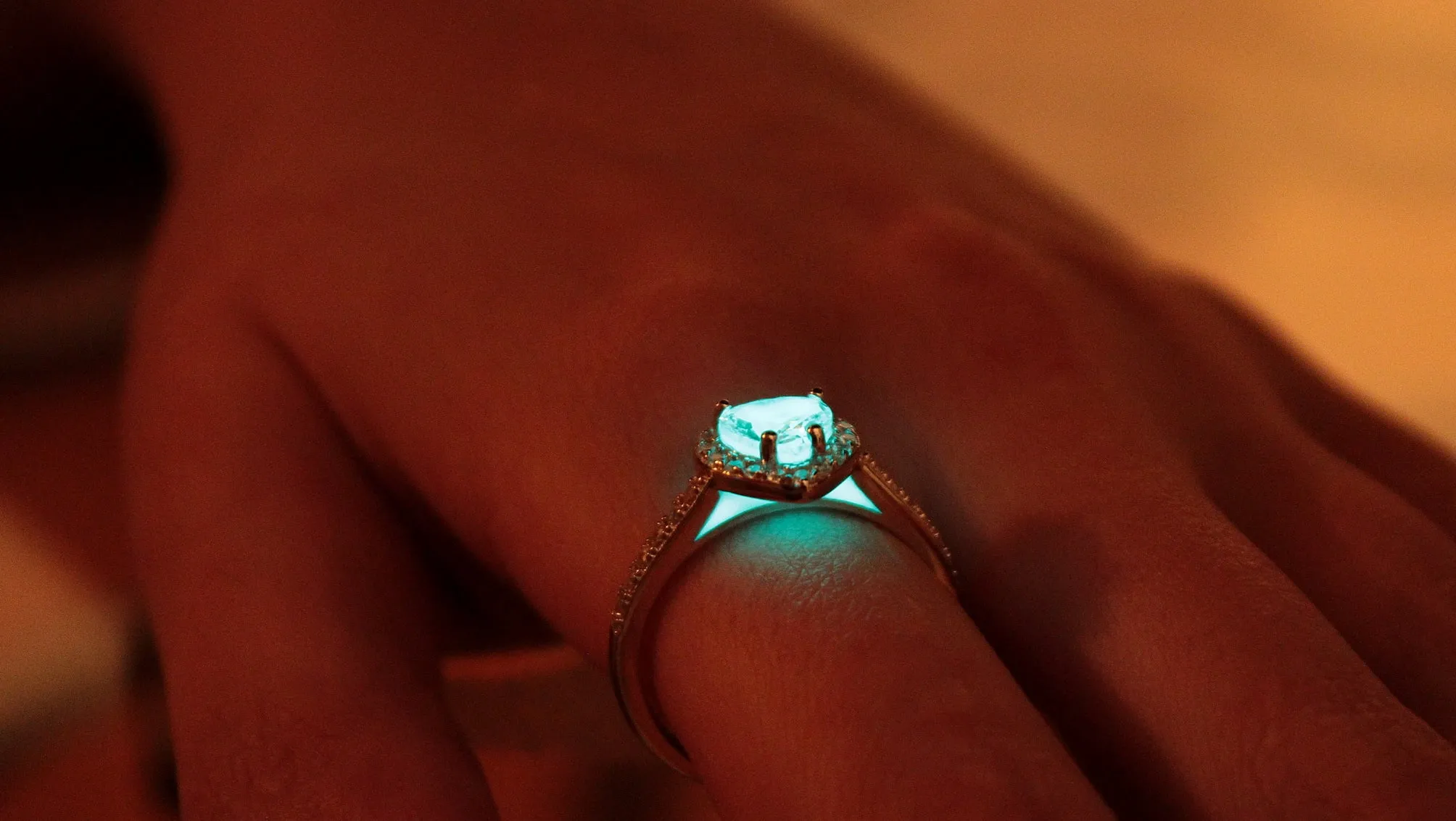 Heart Ring Glow in the Dark / Sterling Silver 925 / Lovers /