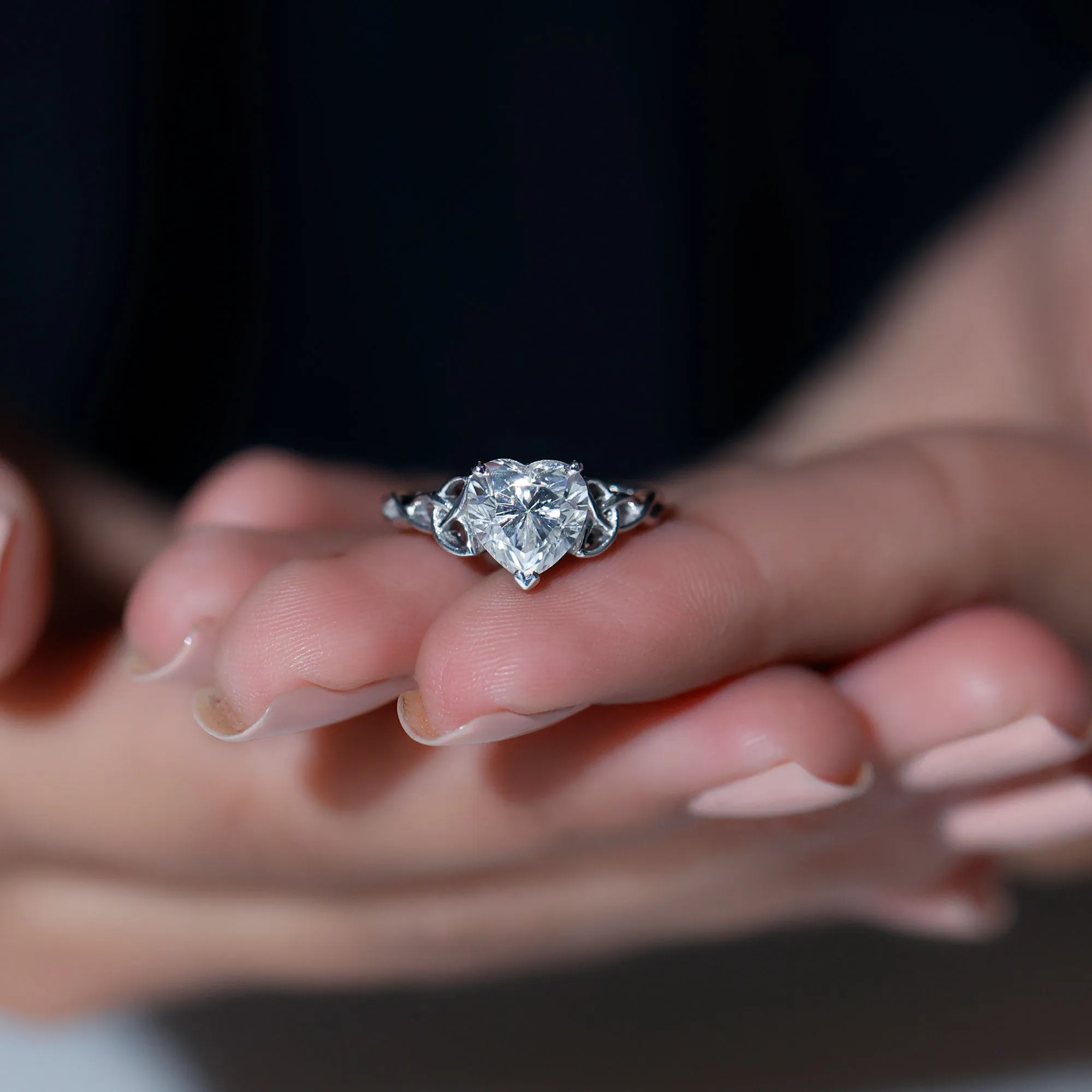 Heart Shaped Moissanite Celtic Engagement Ring