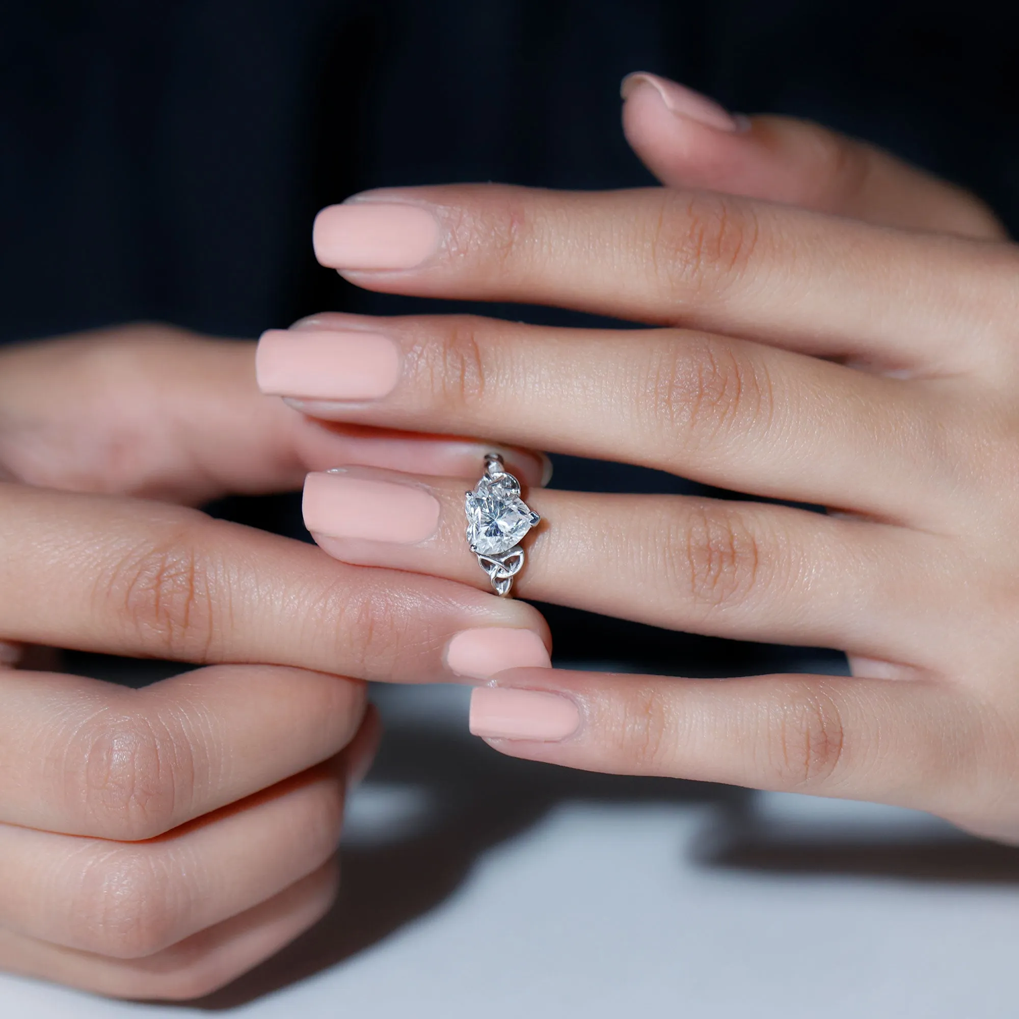 Heart Shaped Moissanite Celtic Engagement Ring