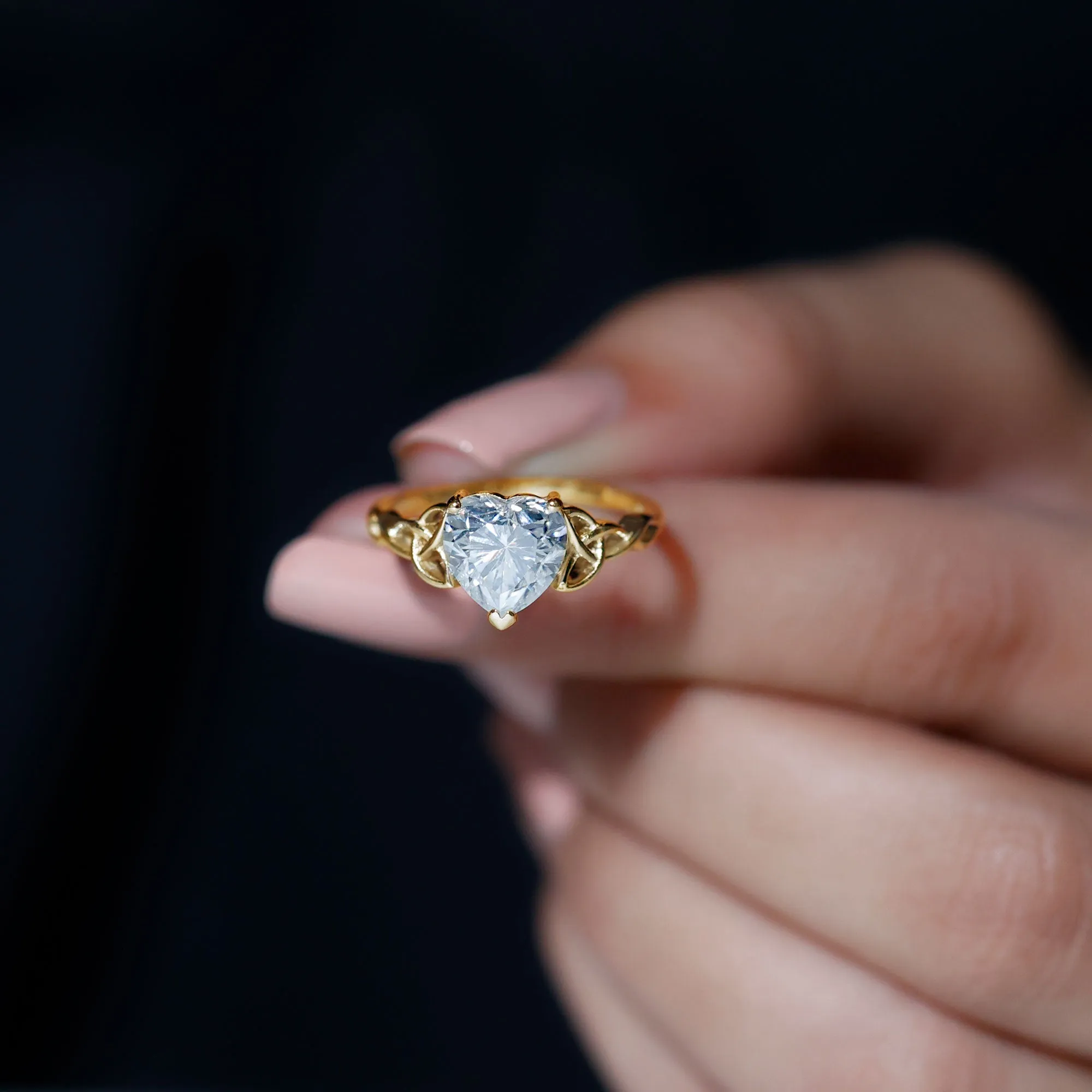 Heart Shaped Moissanite Celtic Engagement Ring