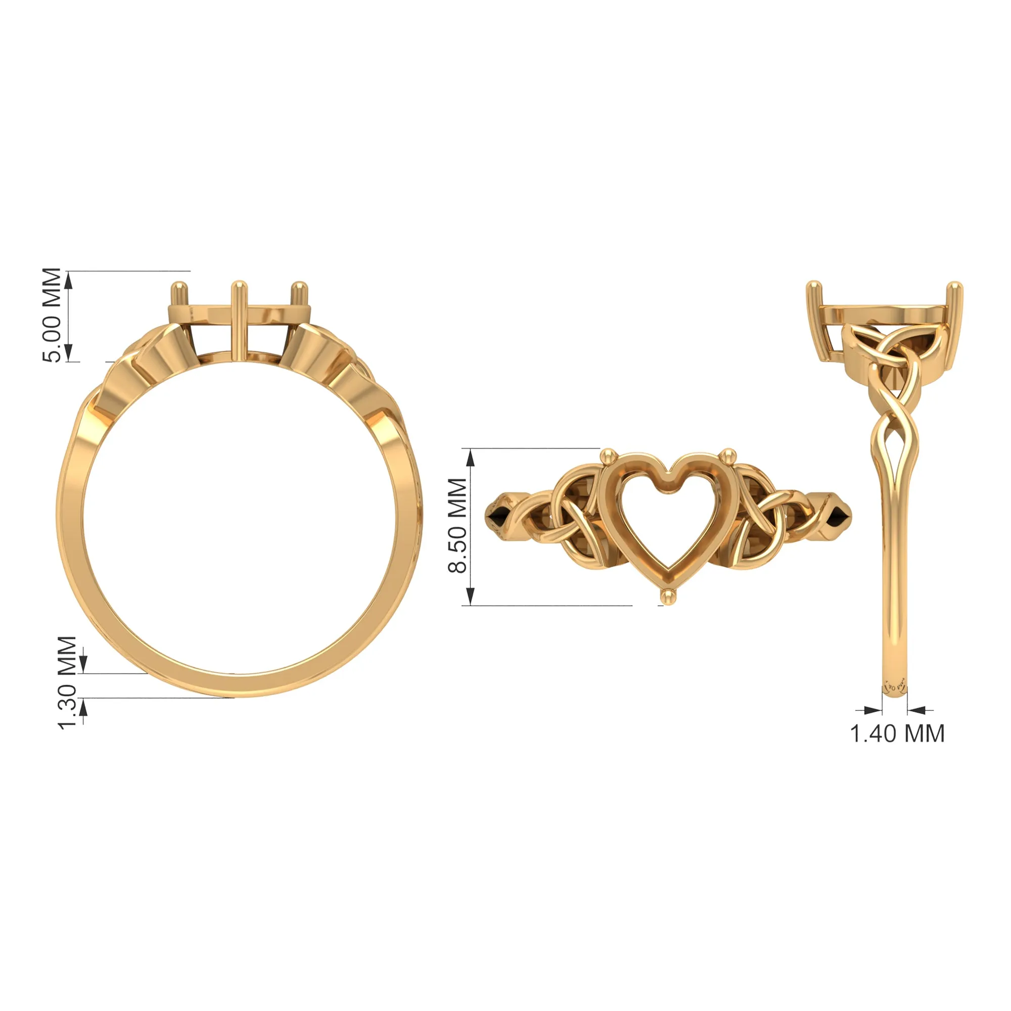 Heart Shaped Moissanite Celtic Engagement Ring