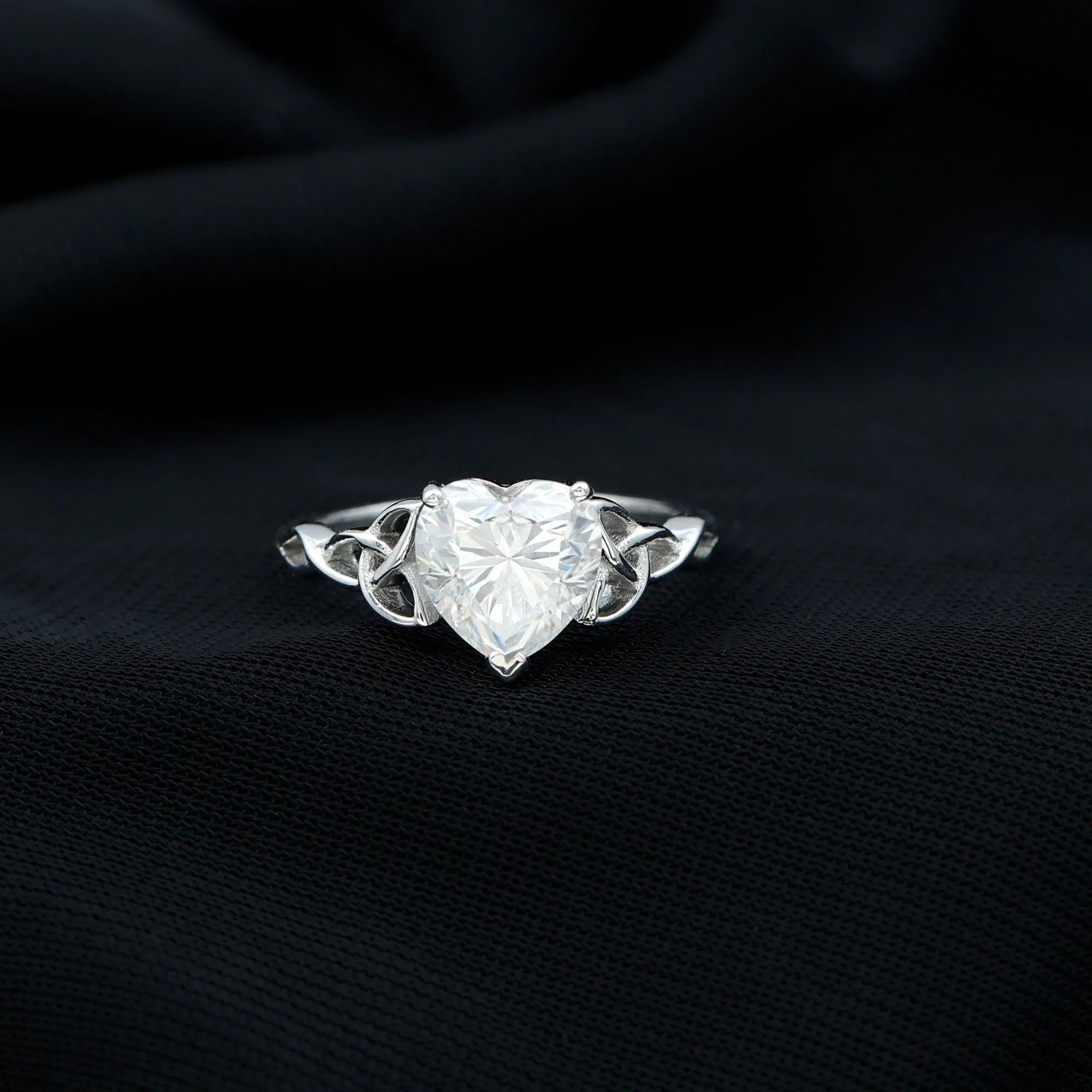 Heart Shaped Moissanite Celtic Engagement Ring