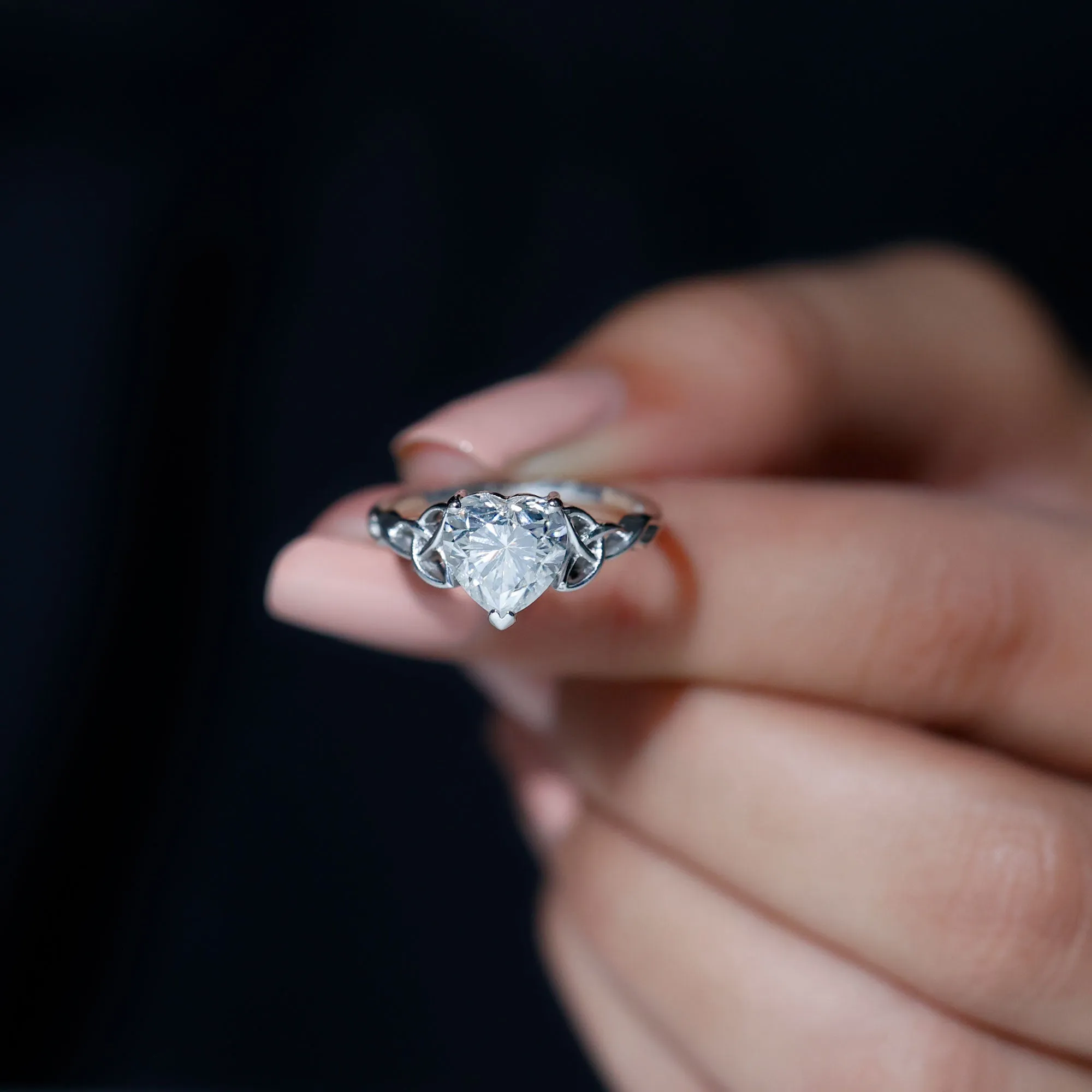 Heart Shaped Moissanite Celtic Engagement Ring