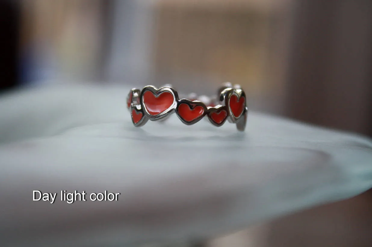Hearts Ring / Glow in the Dark / Love Ring / Band Ring /