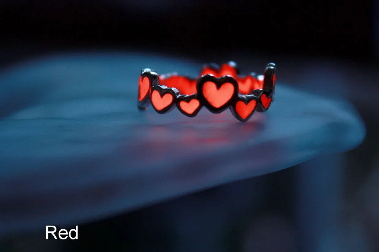 Hearts Ring / Glow in the Dark / Love Ring / Band Ring /