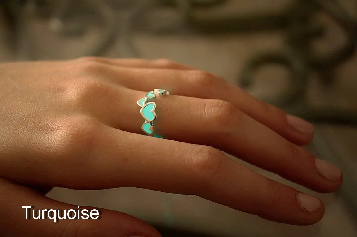 Hearts Ring / Glow in the Dark / Love Ring / Band Ring /