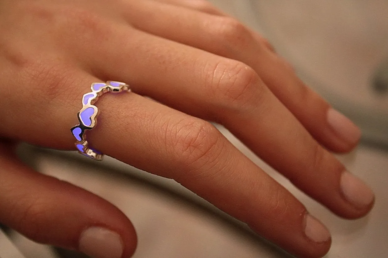 Hearts Ring / Glow in the Dark / Love Ring / Band Ring /