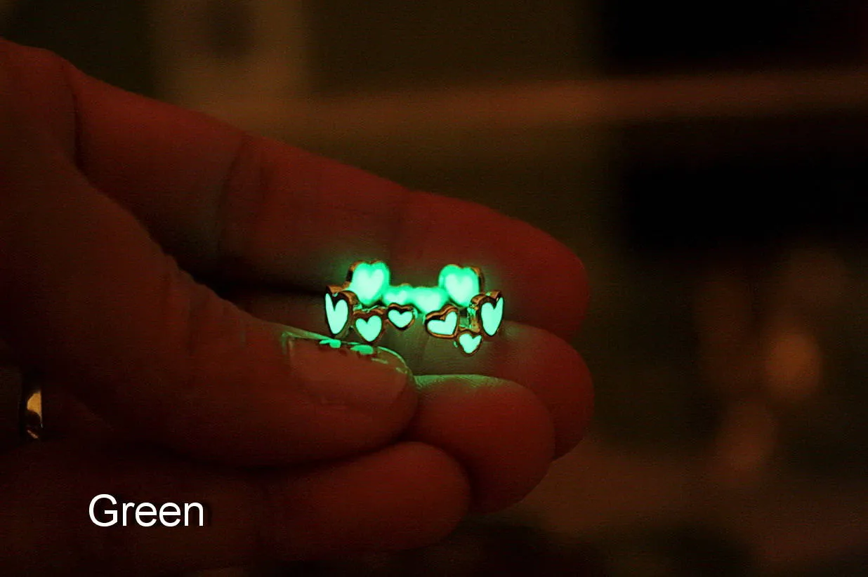 Hearts Ring / Glow in the Dark / Love Ring / Band Ring /