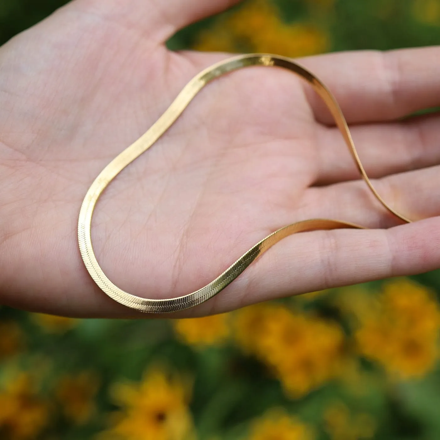 Herringbone Chain Necklace Gold