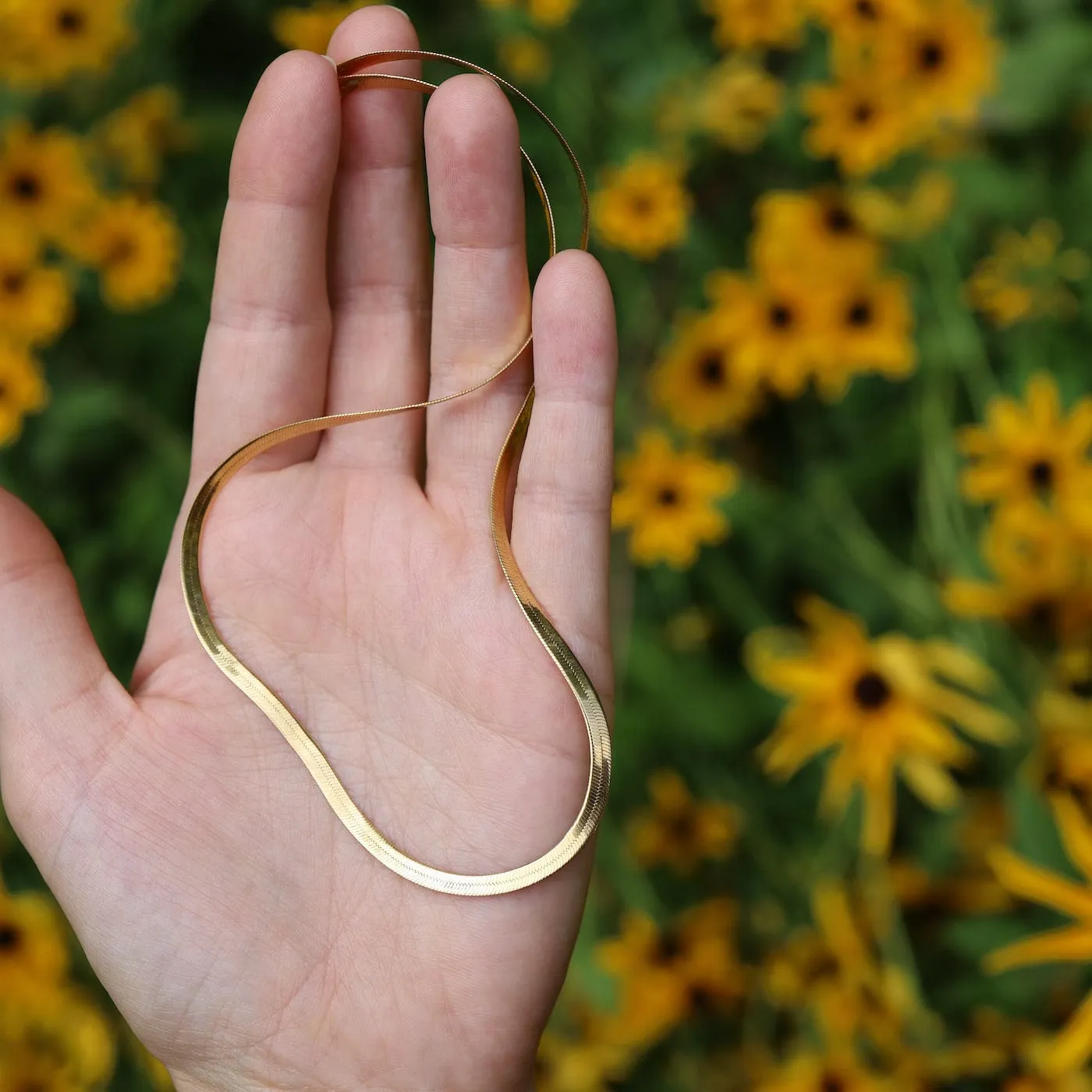 Herringbone Chain Necklace Gold