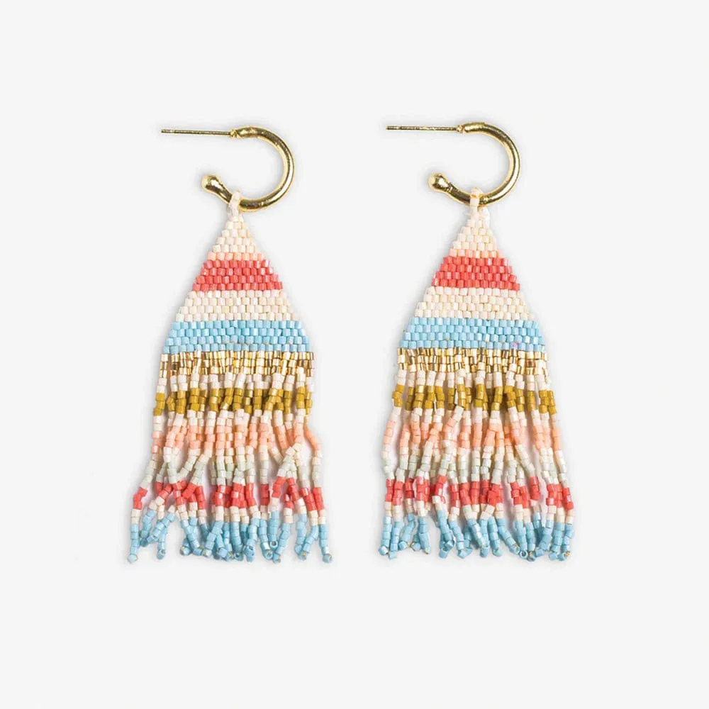 James Amalfi Mini Gold Hoop Beaded Fringe Earrings