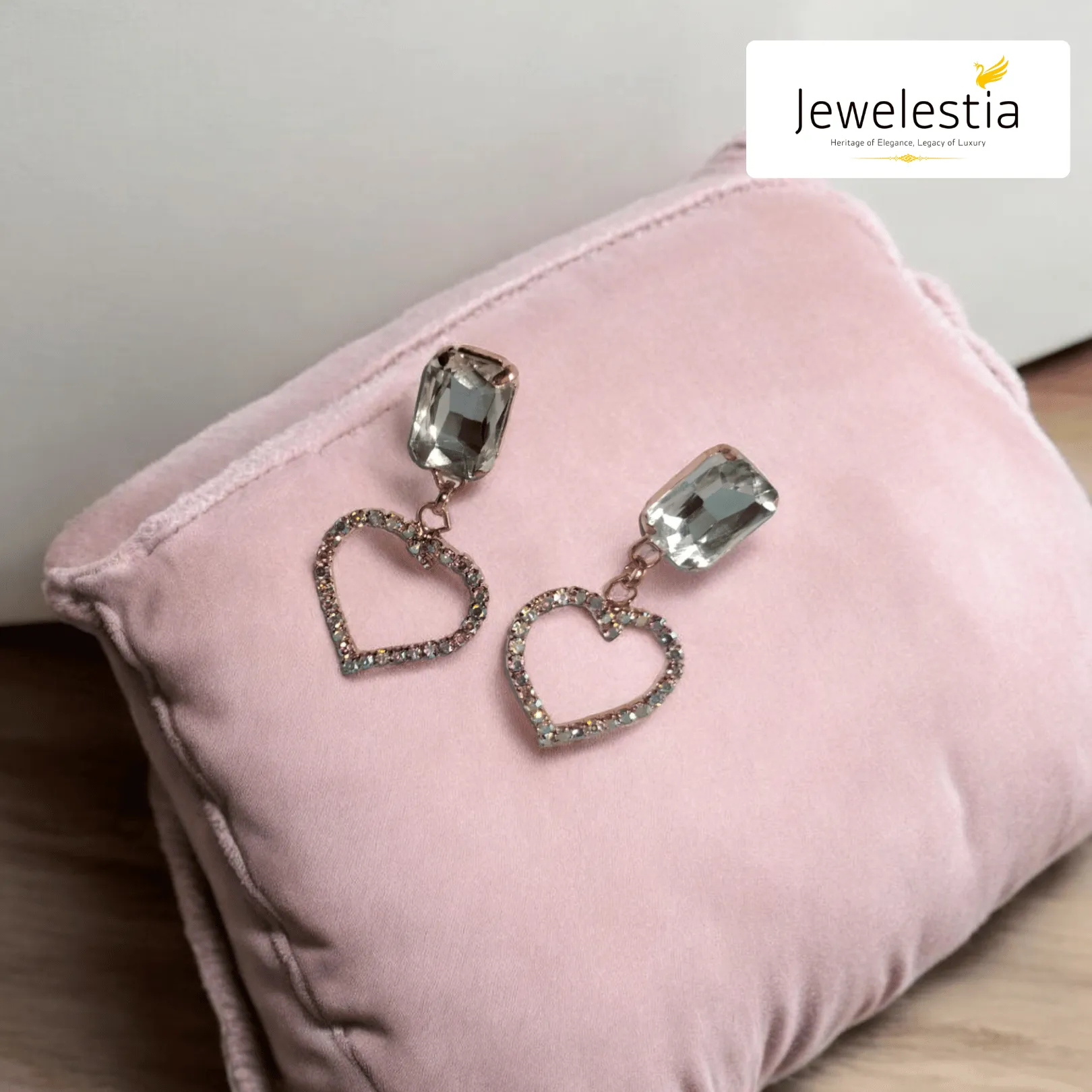 Jewelestia Heart Charm Crystal Earrings