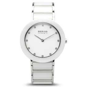 Ladies Ceramic Watch in White/ Silver
