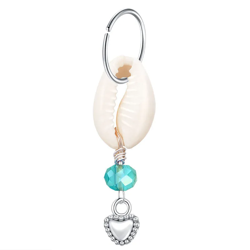 Little Heart Dangling 16G Belly Ring Hoop Surgical Steel Navel Rings Surgical Steel Hoop