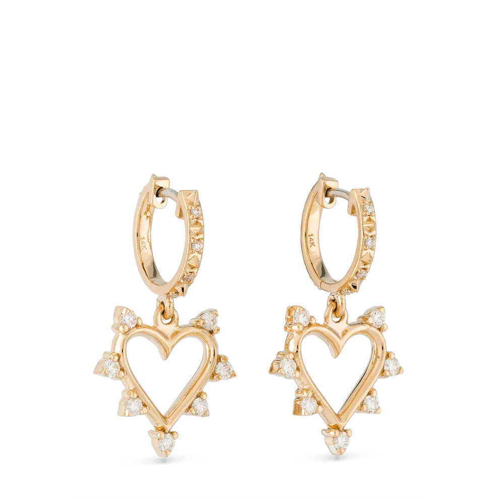 Marlo Laz Open Heart Earrings White Diamond