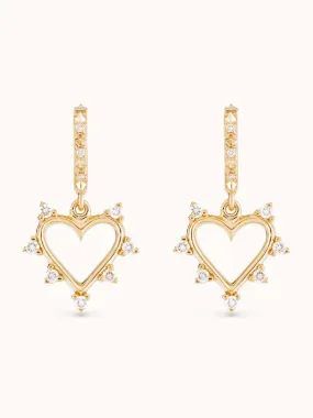 Marlo Laz Open Heart Earrings White Diamond