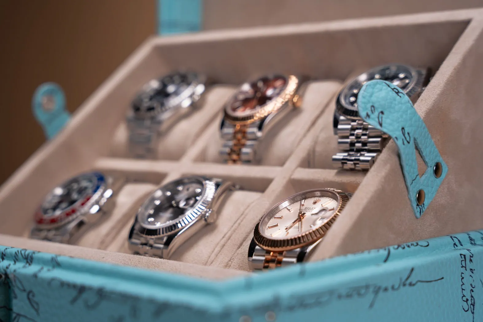 Maya Watch Case - Togo Parchment Tiffany Blue