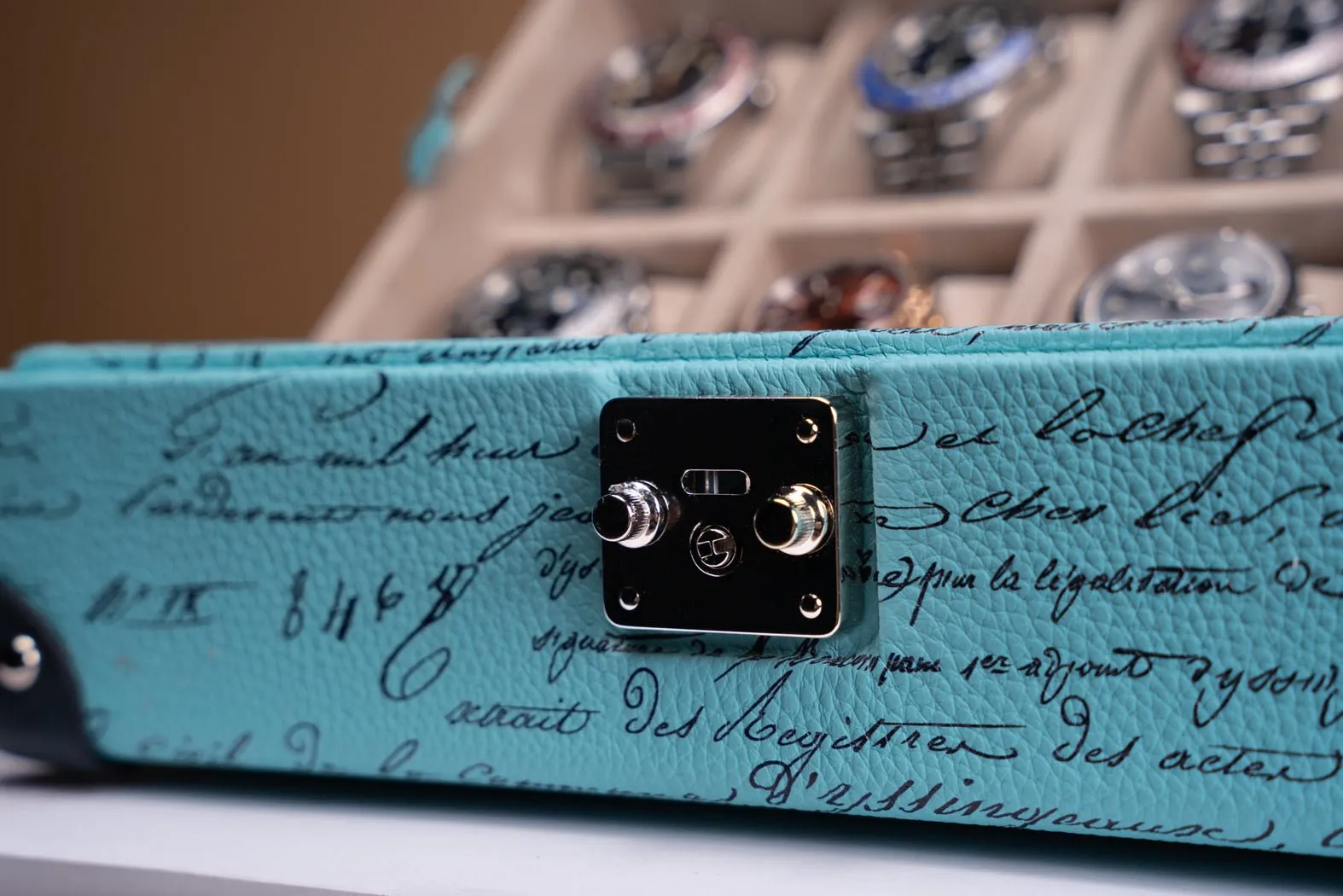 Maya Watch Case - Togo Parchment Tiffany Blue