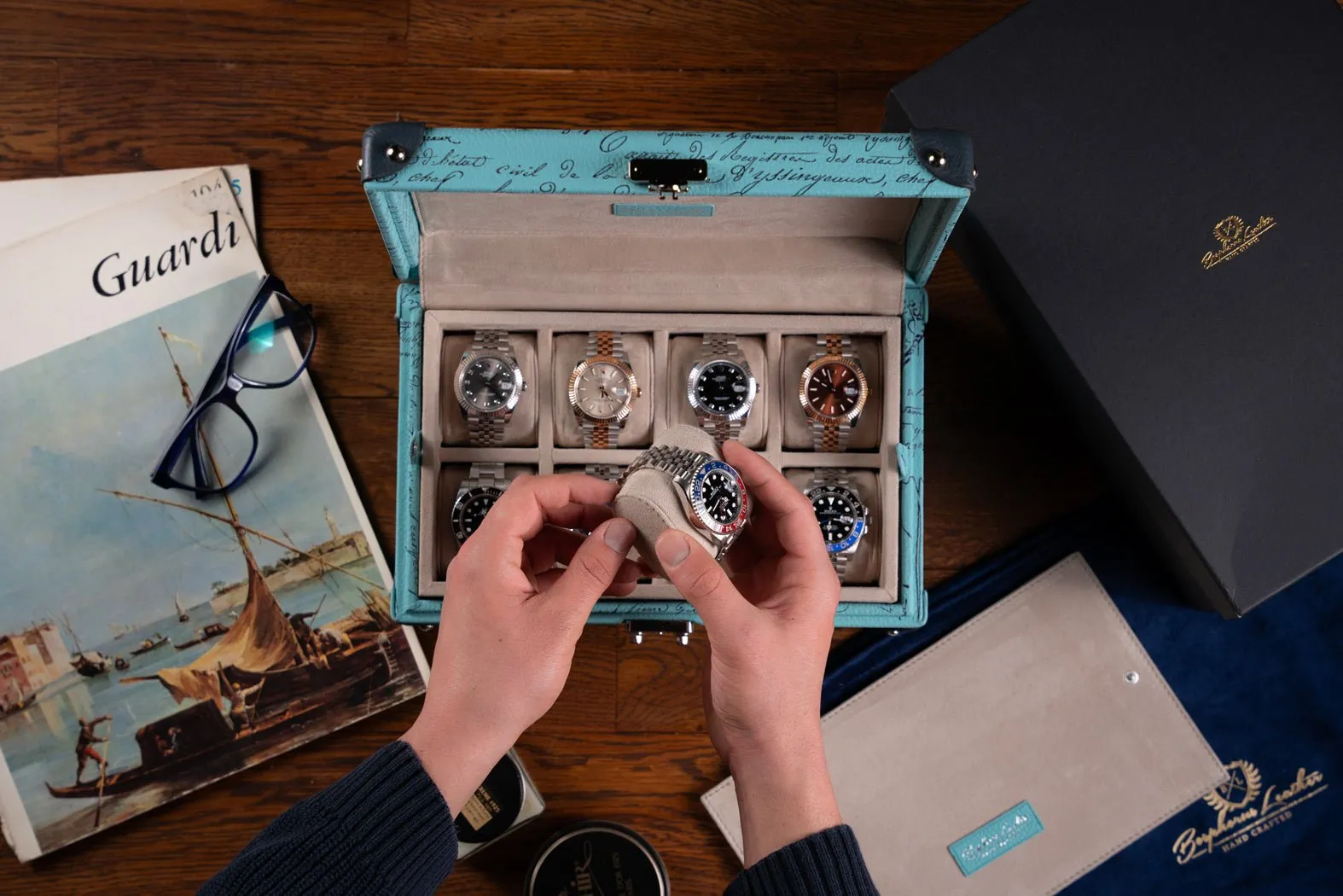 Maya Watch Case - Togo Parchment Tiffany Blue