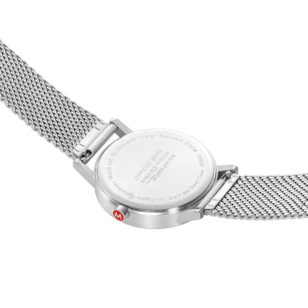 MONDAINE CLASSIC FOREST GREEN LARGE SILVER-CASE WATCH A660.30360.60SBJ  40MM