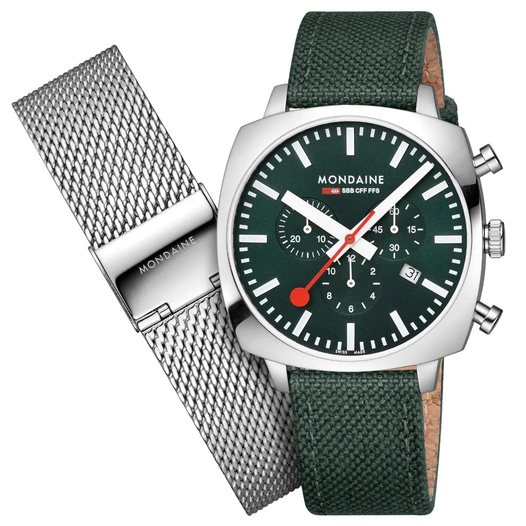 MONDAINE CUSHION FOREST GREEN, 41 MM- MSL.41460.LF.SET