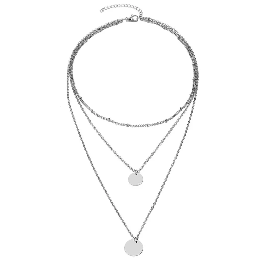 Multilayer Necklaces 18 Different Styles Choose Gold Or Silver Three Four Or Five Tiered Moon Stars Cross   Minimalist Gold Bar Cowrie Shells Coin Wishbone Palm Trees