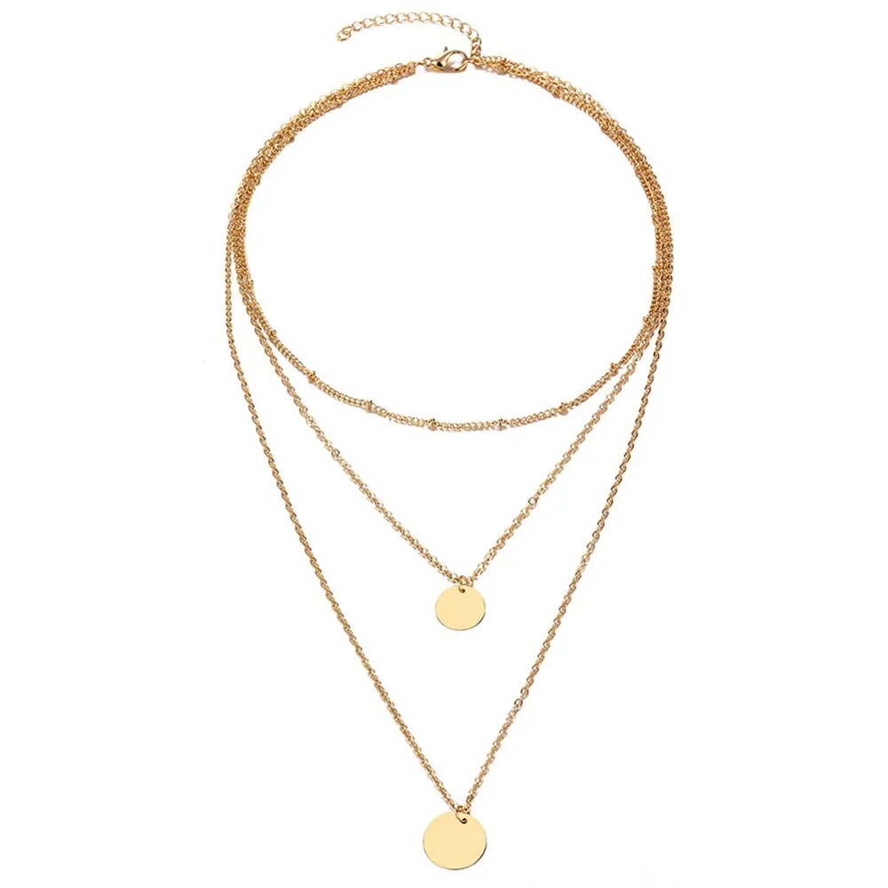 Multilayer Necklaces 18 Different Styles Choose Gold Or Silver Three Four Or Five Tiered Moon Stars Cross   Minimalist Gold Bar Cowrie Shells Coin Wishbone Palm Trees