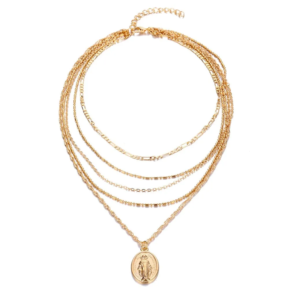 Multilayer Necklaces 18 Different Styles Choose Gold Or Silver Three Four Or Five Tiered Moon Stars Cross   Minimalist Gold Bar Cowrie Shells Coin Wishbone Palm Trees