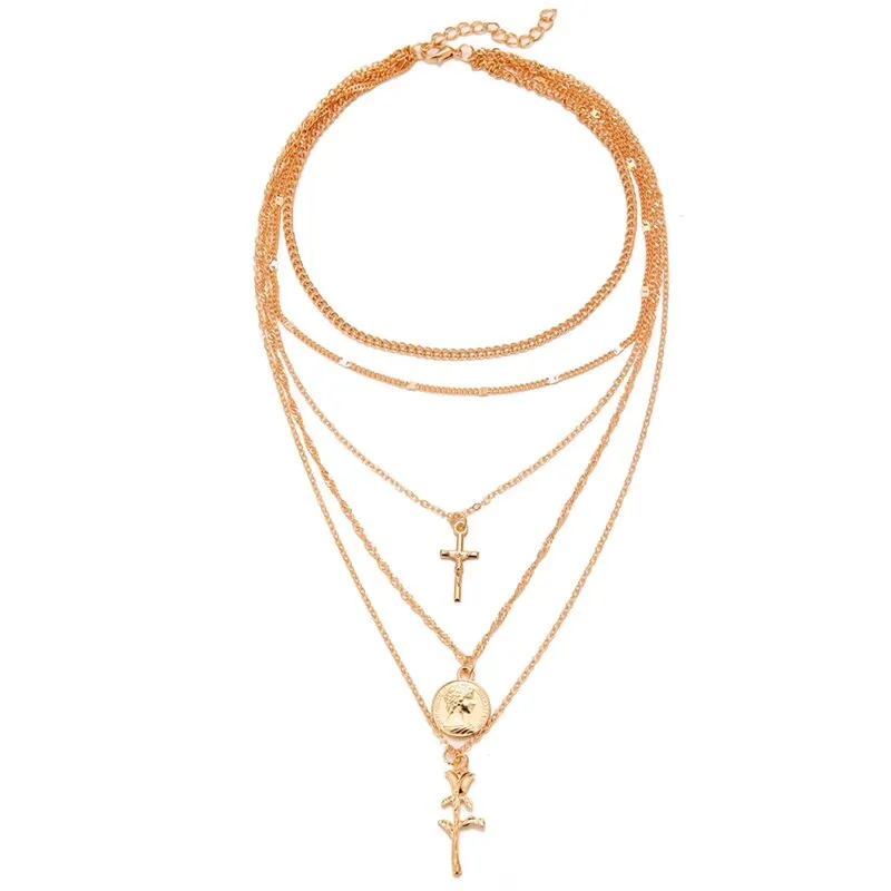 Multilayer Necklaces 18 Different Styles Choose Gold Or Silver Three Four Or Five Tiered Moon Stars Cross   Minimalist Gold Bar Cowrie Shells Coin Wishbone Palm Trees