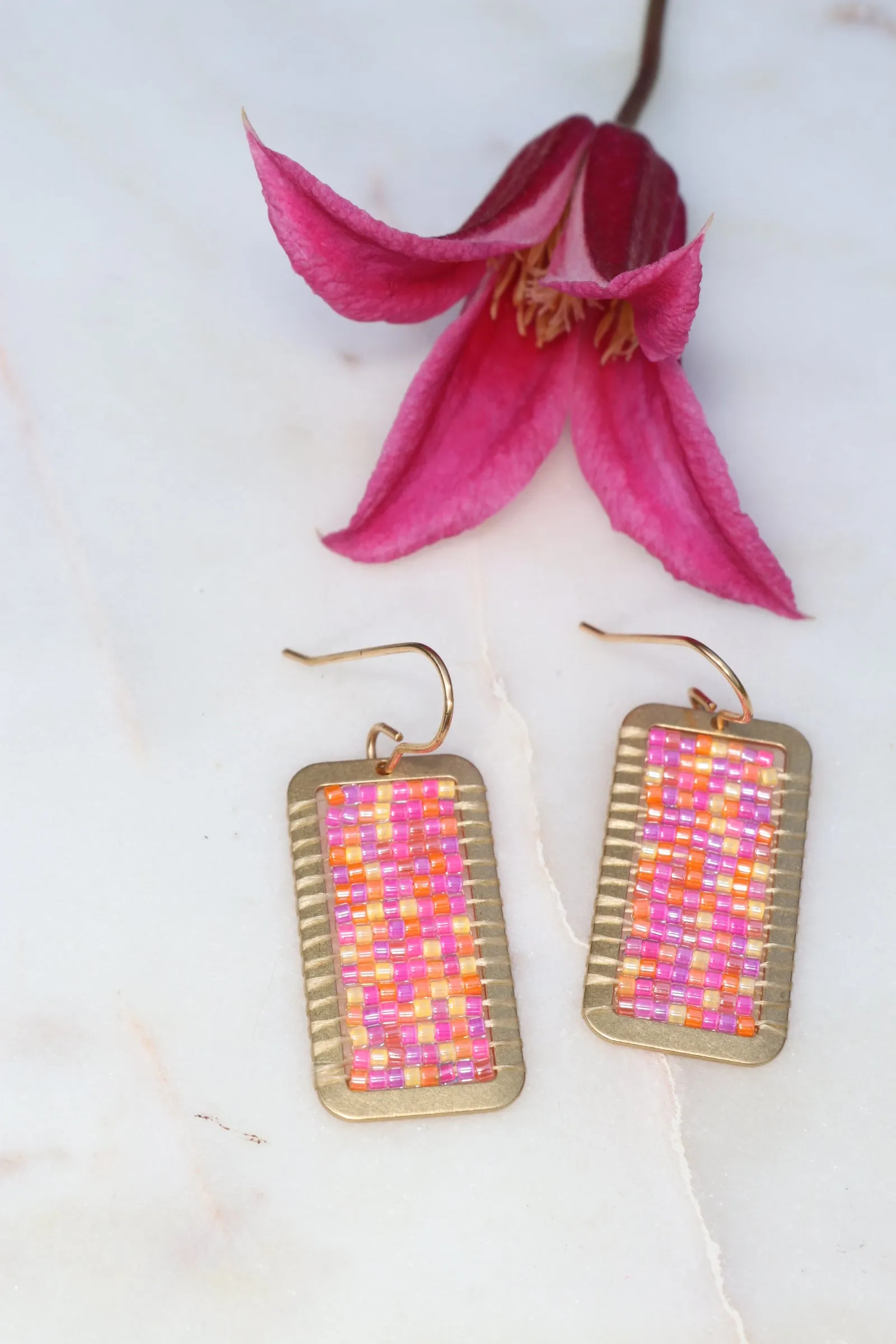 Neon Seed Bead Earrings