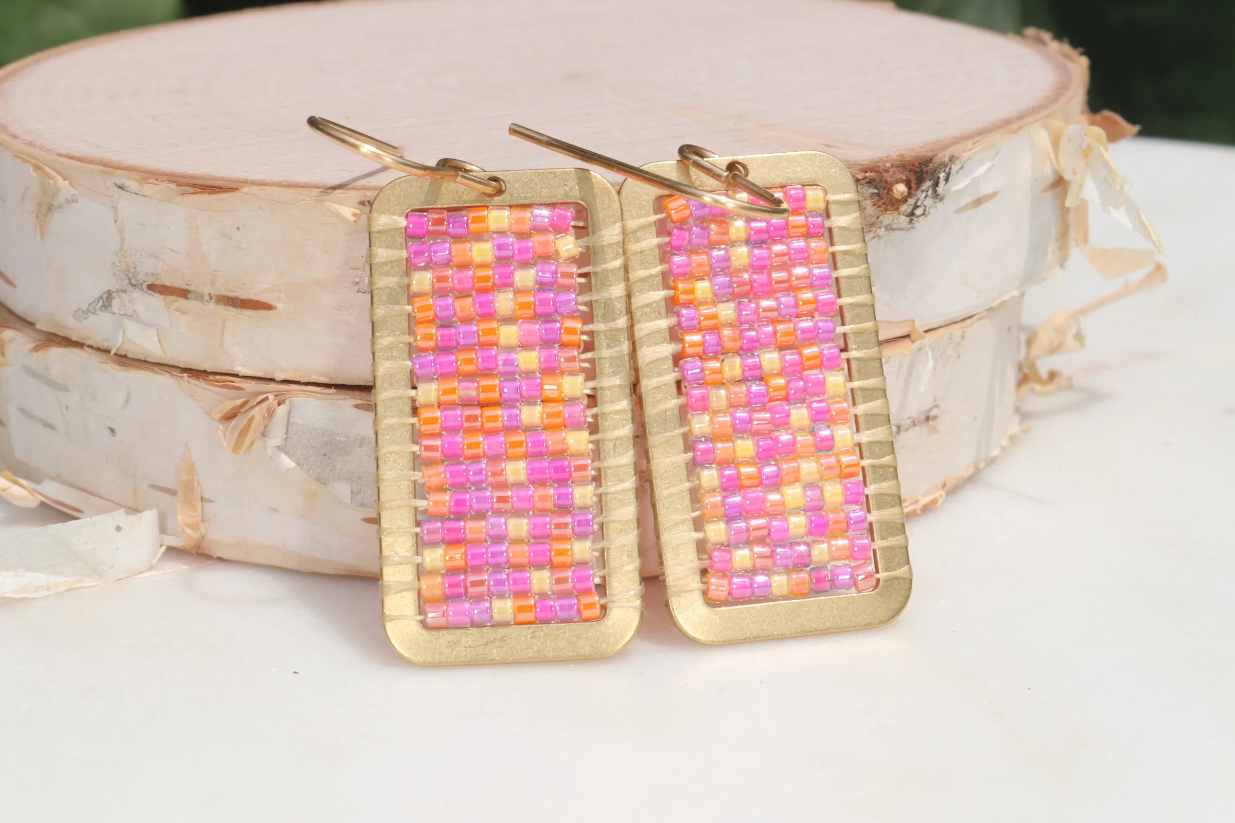 Neon Seed Bead Earrings