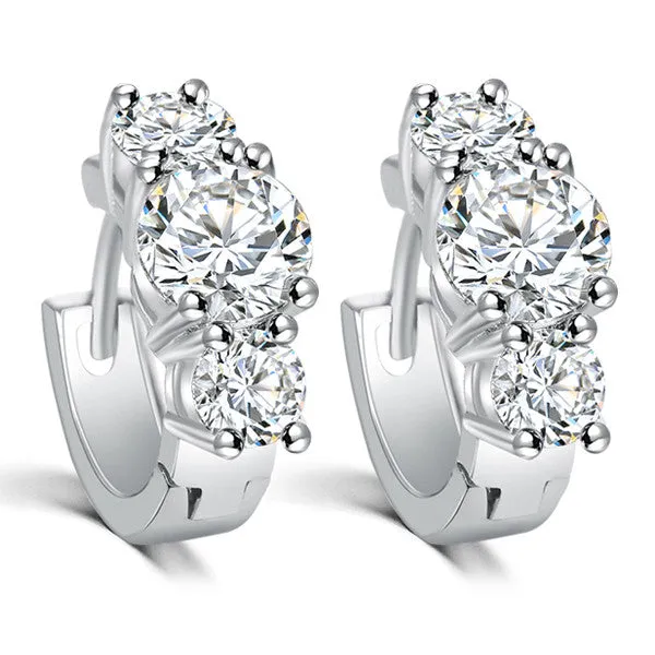 New Arrival Brand Trendy Elegant Charm Gold Color Silver Color Romantic Austria Crystal Stud Earrings Weddings Jewelry