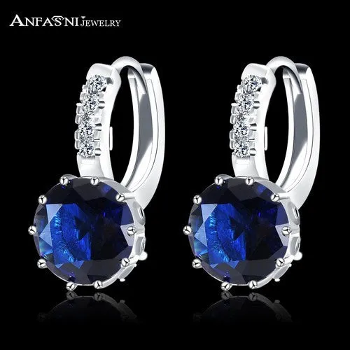 New Arrival Hoop Earrings Silver Color Inlay Cubic Zircon Fashion Women Wedding Earrings Jewelry