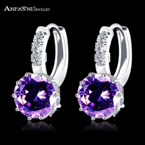 New Arrival Hoop Earrings Silver Color Inlay Cubic Zircon Fashion Women Wedding Earrings Jewelry