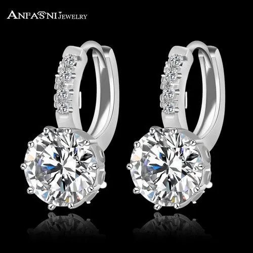 New Arrival Hoop Earrings Silver Color Inlay Cubic Zircon Fashion Women Wedding Earrings Jewelry