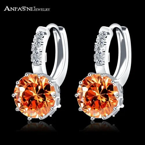 New Arrival Hoop Earrings Silver Color Inlay Cubic Zircon Fashion Women Wedding Earrings Jewelry
