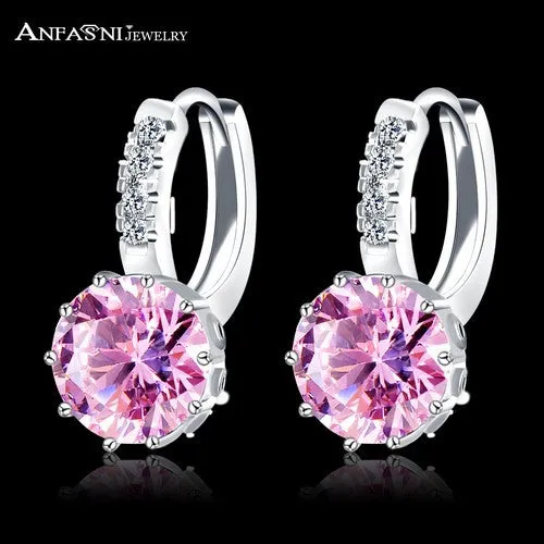 New Arrival Hoop Earrings Silver Color Inlay Cubic Zircon Fashion Women Wedding Earrings Jewelry