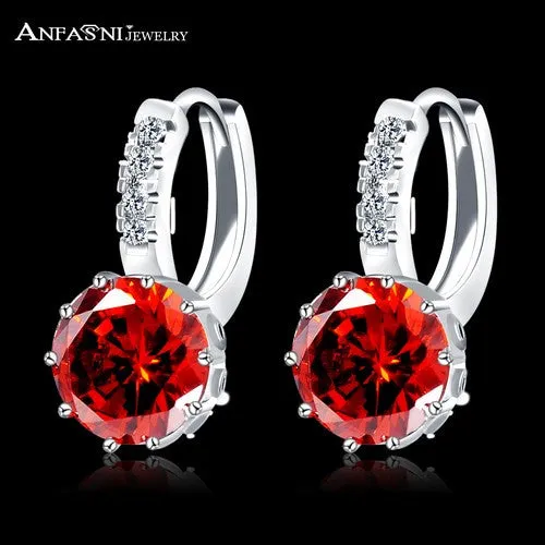 New Arrival Hoop Earrings Silver Color Inlay Cubic Zircon Fashion Women Wedding Earrings Jewelry