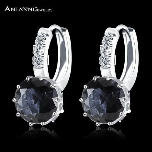 New Arrival Hoop Earrings Silver Color Inlay Cubic Zircon Fashion Women Wedding Earrings Jewelry