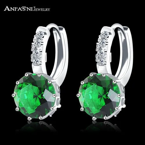 New Arrival Hoop Earrings Silver Color Inlay Cubic Zircon Fashion Women Wedding Earrings Jewelry