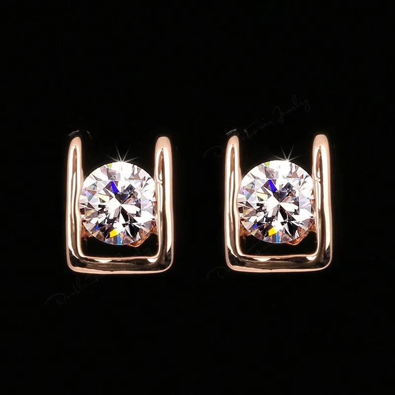 OL Style AAA CZ Diamond Stud Earrings 18K Rose Gold/Platinum Plated Crystal Fashion Wedding Jewelry For Women/Lady