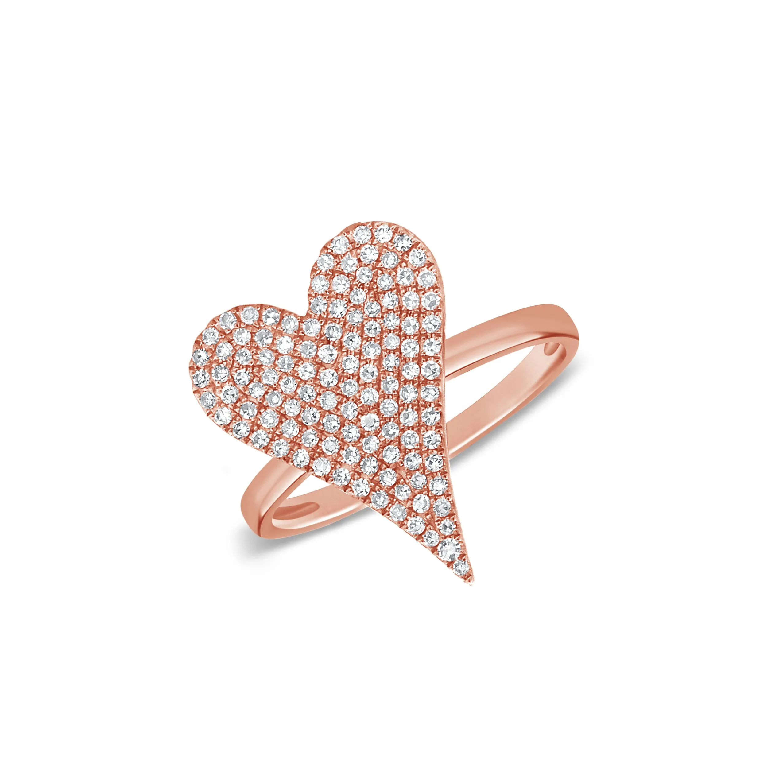 Pave Diamond Pointed Heart Ring